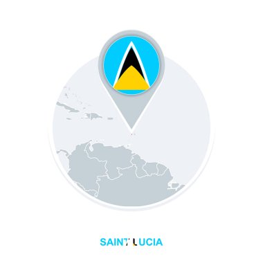 Saint Lucia Haritası ve bayrak, vurgulanan Saint Lucia ile vektör harita simgesi