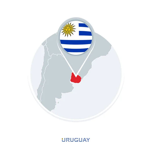 Uruguay Mapa Bandera Icono Del Mapa Vectorial Con Uruguay Resaltado — Archivo Imágenes Vectoriales