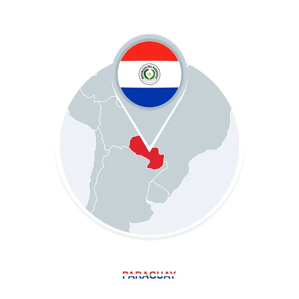 Paraguay Mapa Bandera Icono Mapa Vectorial Con Paraguay Resaltado — Archivo Imágenes Vectoriales