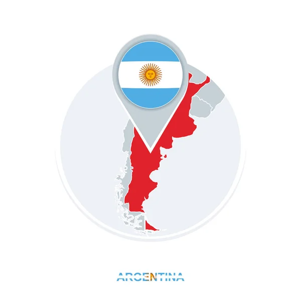 Argentina Mapa Bandera Icono Mapa Vectorial Con Argentina Resaltado — Archivo Imágenes Vectoriales
