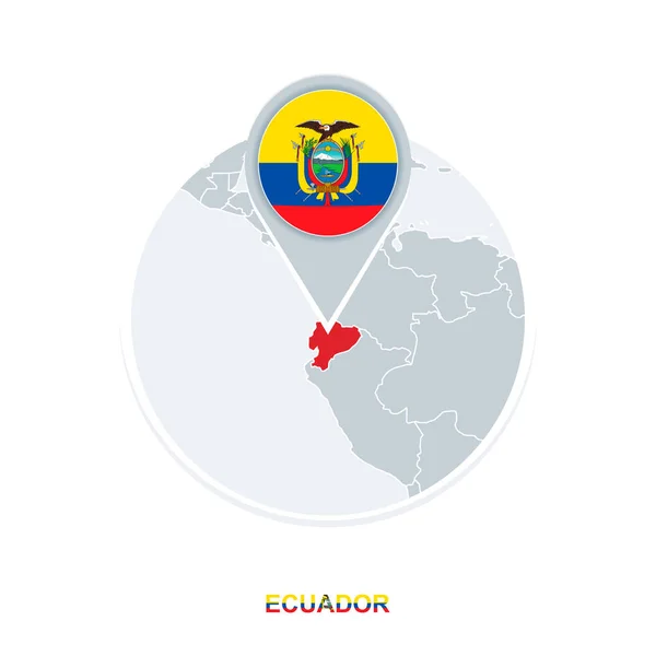 Mapa Bandeira Equador Ícone Mapa Vetorial Com Destaque Equador — Vetor de Stock