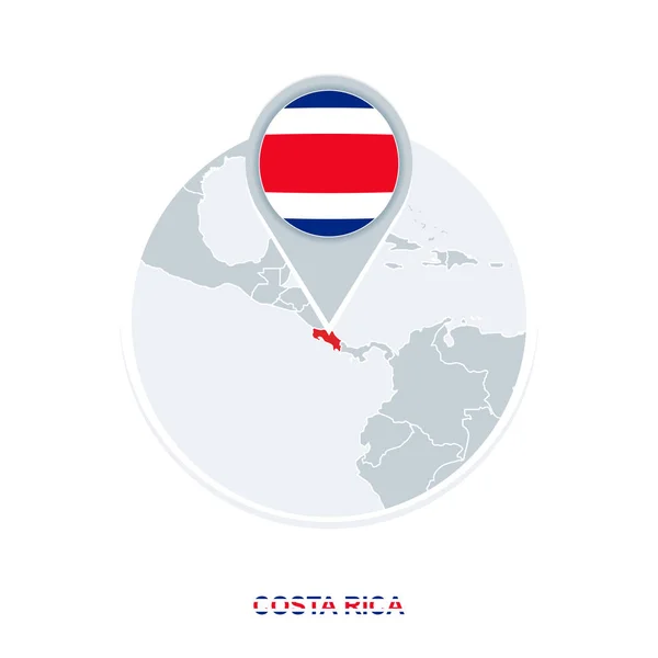 Costa Rica Mapa Bandera Icono Mapa Vectorial Con Costa Rica — Vector de stock