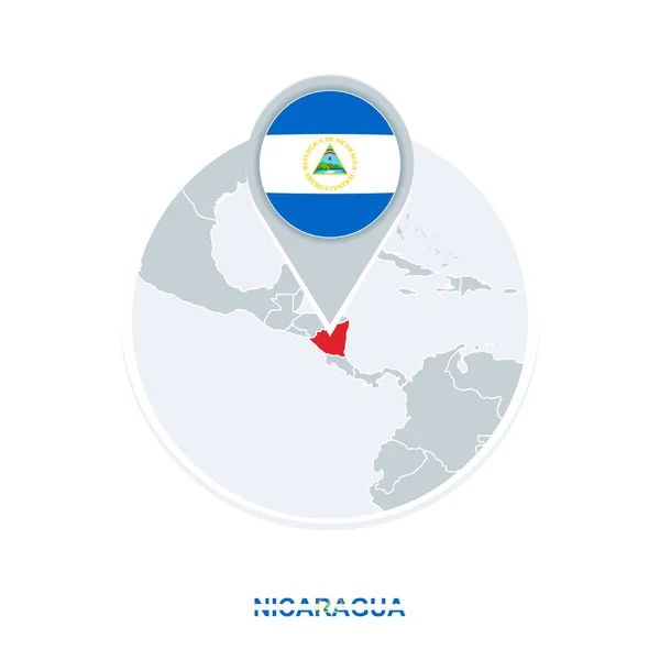 Nicaragua Karte Und Fahne Vektorkarten Symbol Mit Hervorgehobenem Nicaragua — Stockvektor