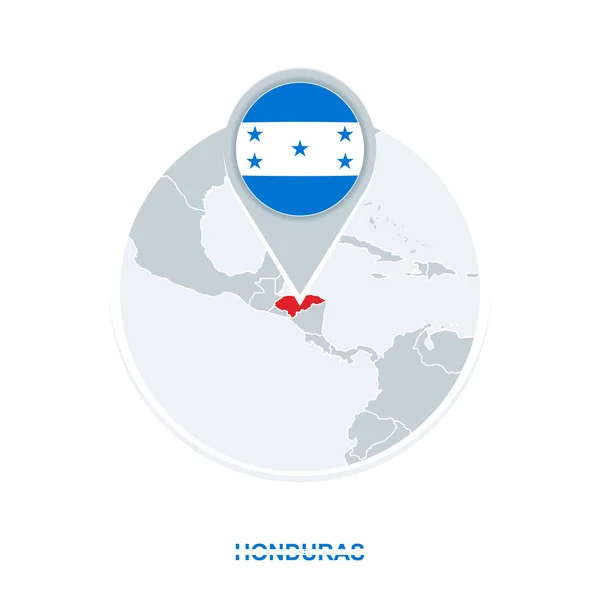 Honduras Karte Und Flagge Vektorkarte Symbol Mit Hervorgehobenen Honduras — Stockvektor
