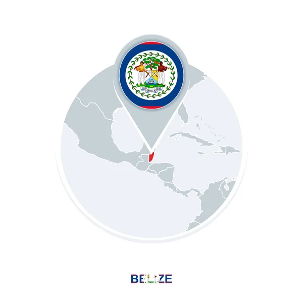 Belize Carte Drapeau Icône Carte Vectorielle Avec Mis Évidence Belize — Image vectorielle