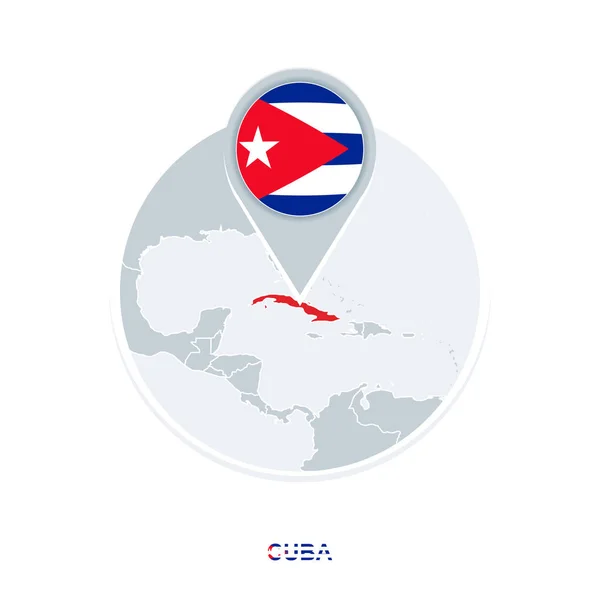 Kaart Van Cuba Vlag Pictogram Van Map Van Vector Met — Stockvector