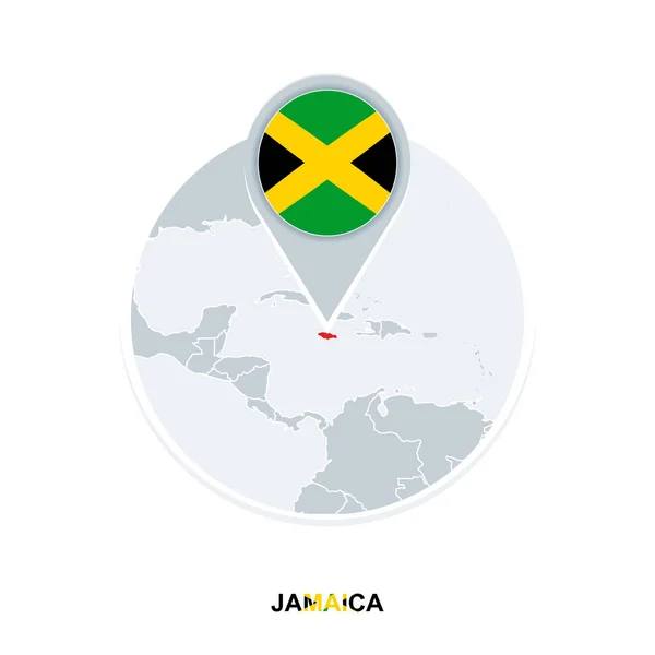 Mapa Bandeira Jamaica Ícone Mapa Vetorial Com Destaque Jamaica — Vetor de Stock