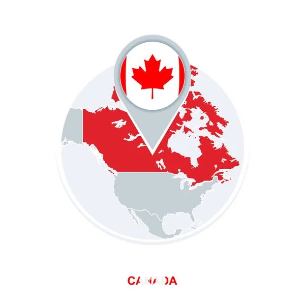 Mapa Bandera Canadá Icono Del Mapa Vectorial Con Canadá Resaltado — Vector de stock