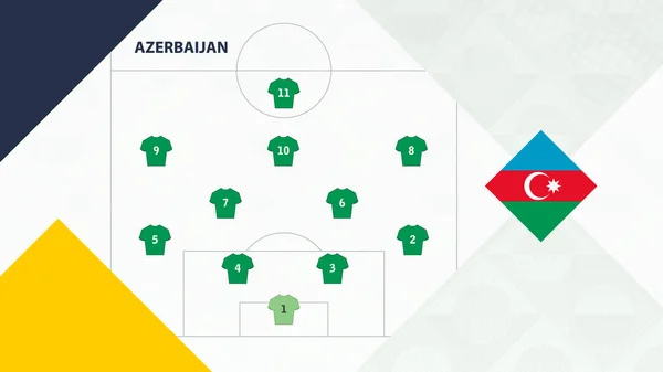 Azerbejdżanu Piłce Preferowany System Formacji Azerbejdżan Football Team Tło Dla — Wektor stockowy