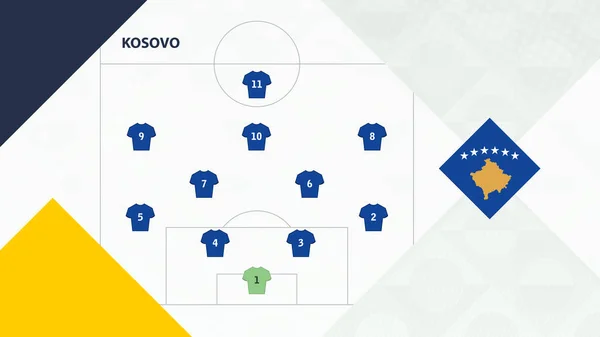 Kosovo Tým Přednost Systému Formace Kosovo Fotbalový Tým Pozadí Pro — Stockový vektor