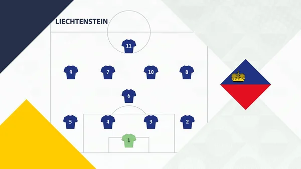 Liechtenstein Team Bevorzugte Systemformation Liechtenstein Fußballteam Background Für Europäischen Fußballwettbewerb — Stockvektor