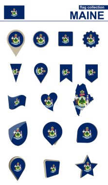 Maine bayrak toplama. Büyük set tasarımı için. Vektör çizim.