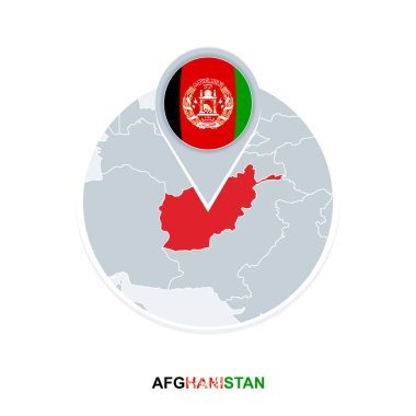 Afganistan harita ve bayrak, vurgulanan Afganistan ile vektör harita simgesi