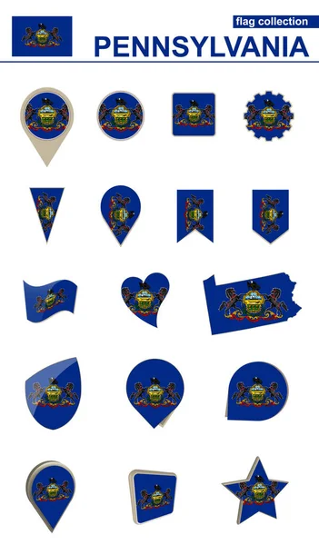 Koleksi Bendera Pennsylvania Big Set Untuk Desain Ilustrasi Vektor - Stok Vektor