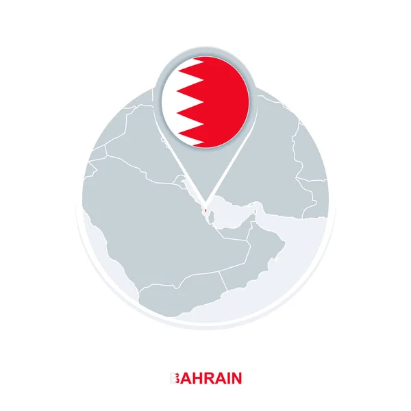 Bahrain Karta Och Flagga Vektor Karta Med Markerad Bahrain — Stock vektor