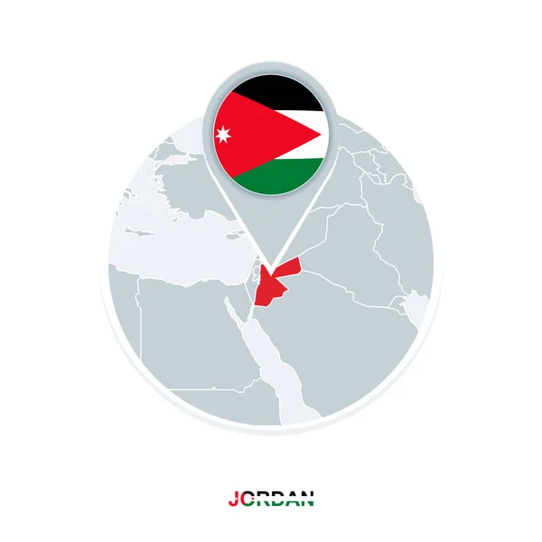 Jordanische Karte Und Flagge Vektorkarte Mit Hervorgehobenem Jordanischem Symbol — Stockvektor