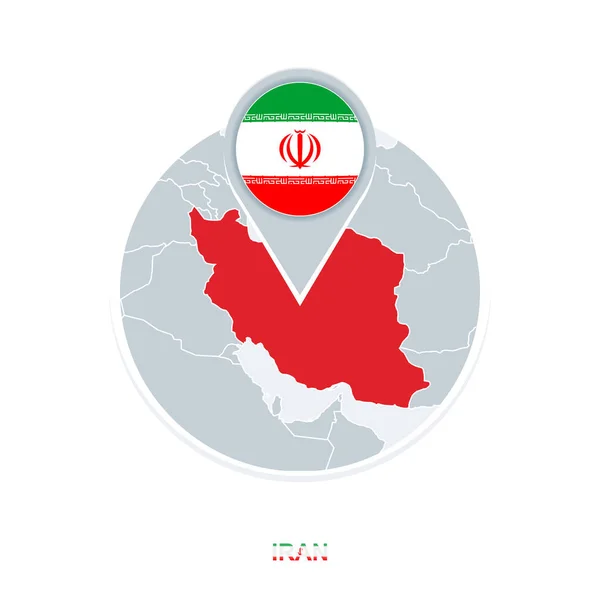 Irán Mapa Bandera Icono Mapa Vectorial Con Irán Resaltado — Archivo Imágenes Vectoriales