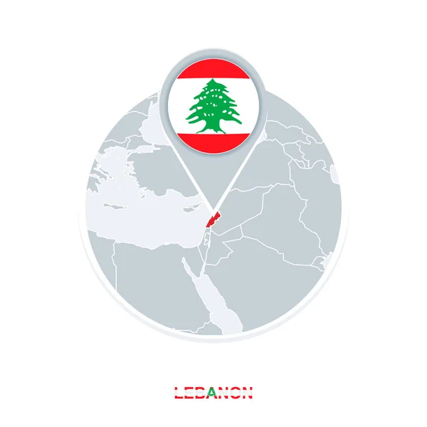 Lübnan Harita Bayrak Vurgulanan Lübnan Ile Vektör Harita Simgesi — Stok Vektör