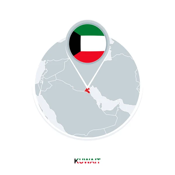 Kuwait Karte Und Flagge Vektorkarten Symbol Mit Hervorgehobenem Kuwait — Stockvektor