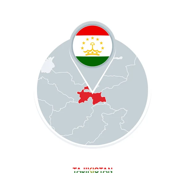 Karta Över Tadzjikistan Och Flagga Vektor Karta Med Markerad Tadzjikistan — Stock vektor