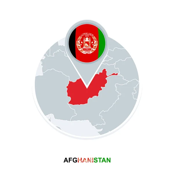 Mappa Bandiera Dell Afghanistan Icona Della Mappa Vettoriale Con Evidenziata — Vettoriale Stock