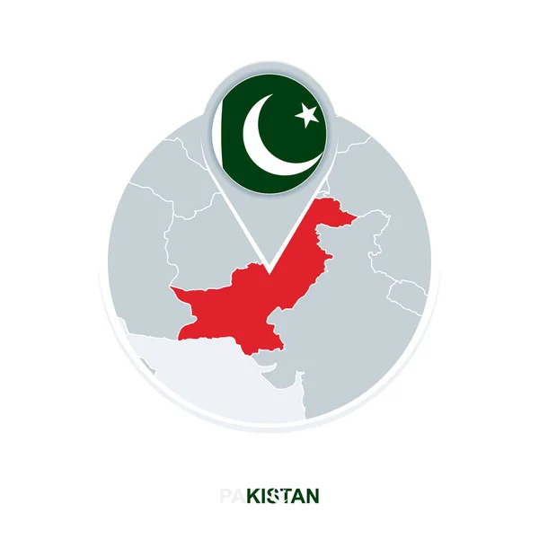 Pakistan Karta Och Flagga Vektor Karta Med Markerad Pakistan — Stock vektor