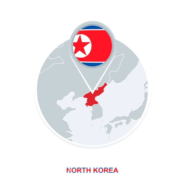 Corea Del Norte Mapa Bandera Icono Mapa Vectorial Con Resaltado — Archivo Imágenes Vectoriales