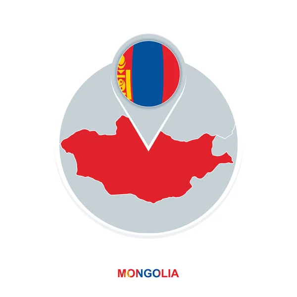 Mongolia Mapa Bandera Icono Del Mapa Vectorial Con Mongolia Resaltada — Vector de stock