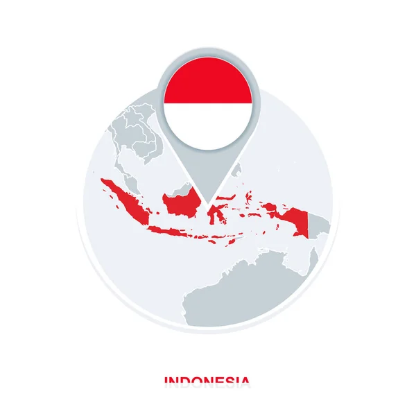 Indonesien Karta Och Flagga Vektor Karta Med Markerad Indonesien — Stock vektor