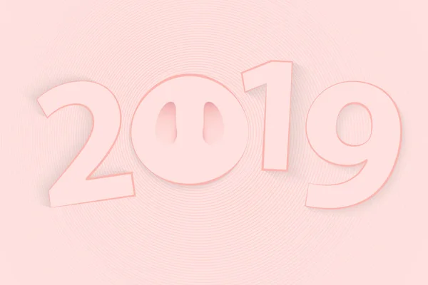 2019 Новий Рік Рік Свині Рожевий Дизайн Літаків Листівок Листівок — стоковий вектор
