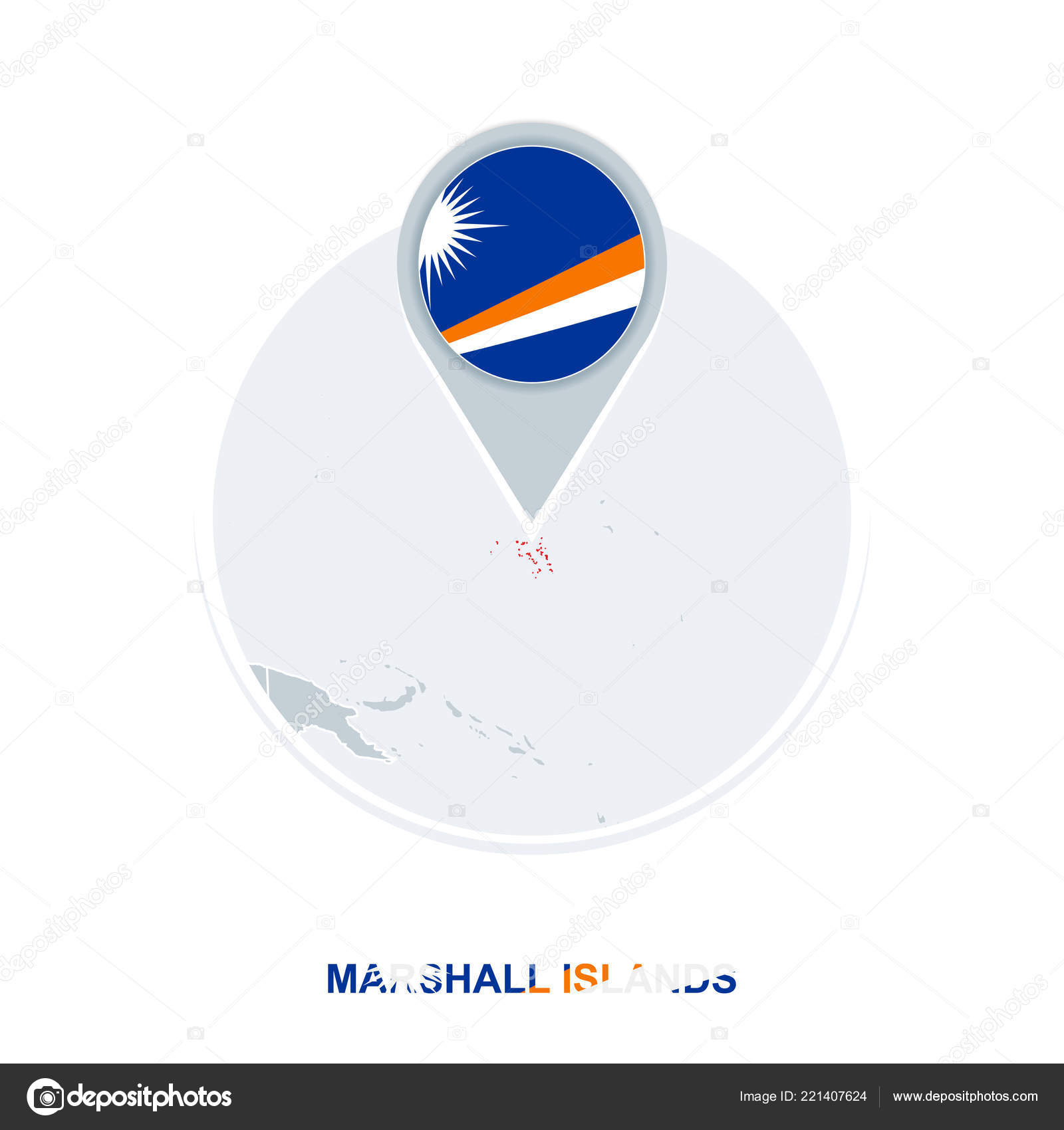 马绍尔群岛地图和旗帜矢量地图图标与突出显示马绍尔群岛图库矢量图©boldg 221407624