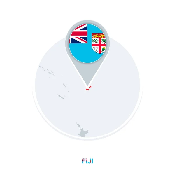 Kaart Van Fiji Vlag Pictogram Van Map Van Vector Met — Stockvector