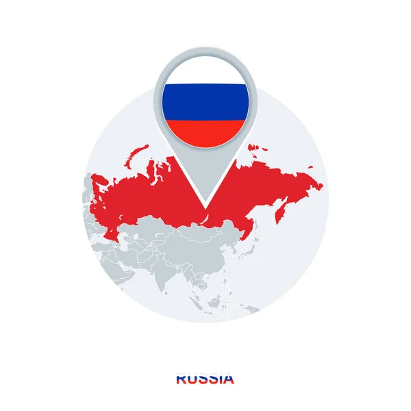 Mappa Bandiera Della Russia Icona Della Mappa Vettoriale Con Russia — Vettoriale Stock