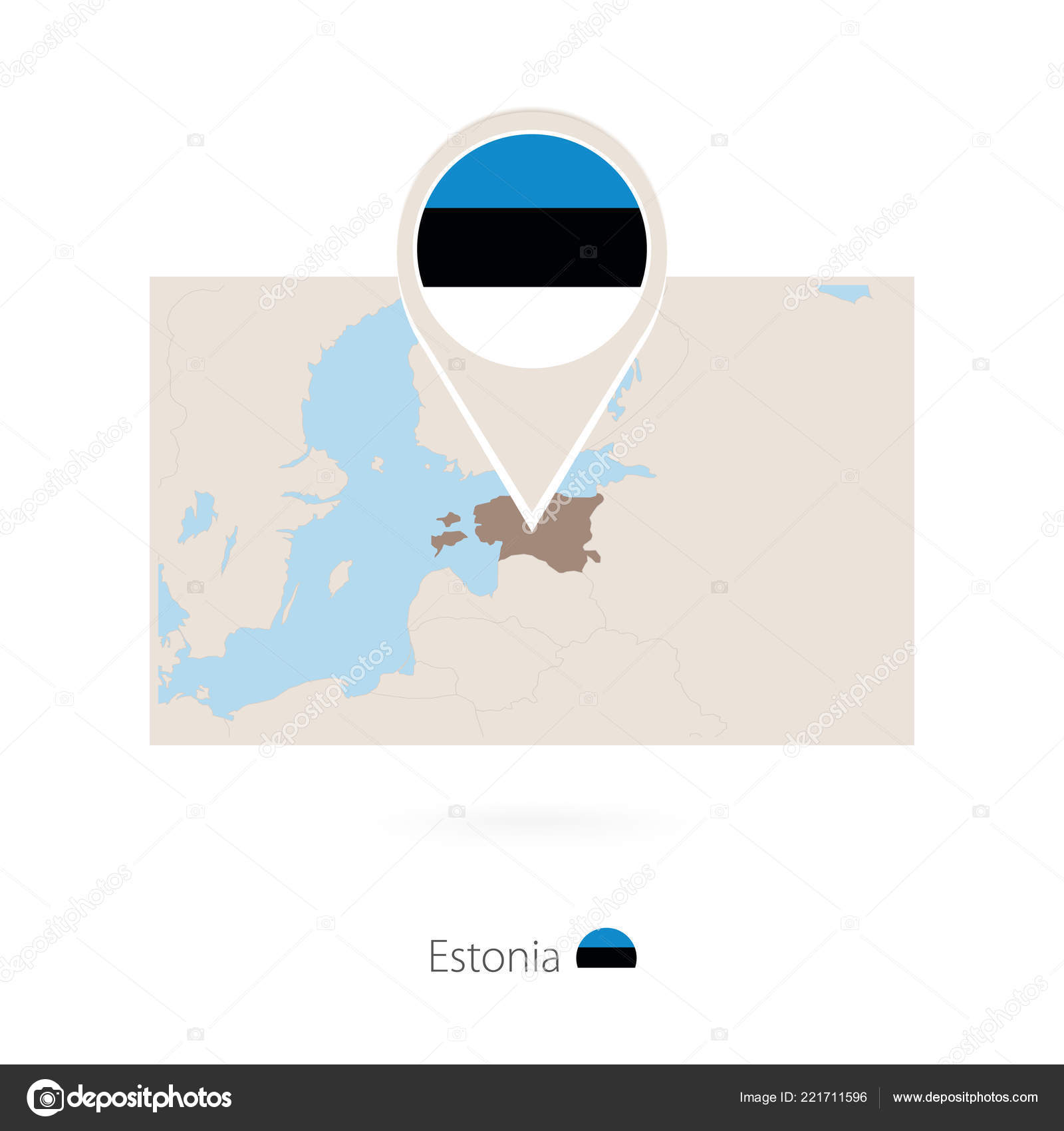 エストニアのエストニアのピン アイコンの長方形マップ ストックベクター C Boldg
