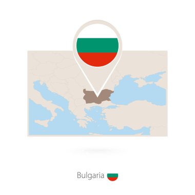 Bulgaristan Bulgaristan PIN simgesiyle dikdörtgen Haritası