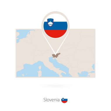 Slovenya dikdörtgen harita Slovenya PIN simgesiyle