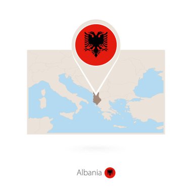 Arnavutluk dikdörtgen Harita Arnavutluk PIN simgesiyle