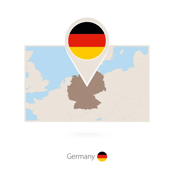 Rektangulär Karta Över Tyskland Med Pin Ikonen Tyskland — Stock vektor