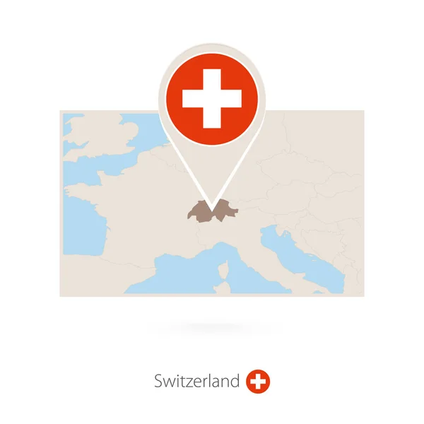 Téglalap Alakú Térkép Svájc Kitűző Ikon Svájc — Stock Vector