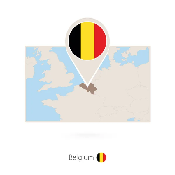 Carte Rectangulaire Belgique Avec Icône Broche Belgique — Image vectorielle
