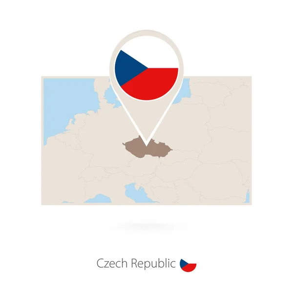 Rectangular Map Czech Republic Pin Icon Czech Republic — Stock Vector