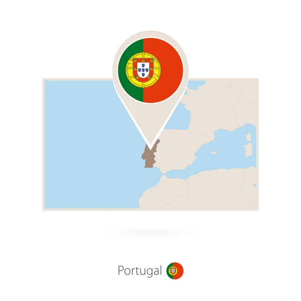 Прямоугольная Карта Португалии Значком Португалии — стоковый вектор