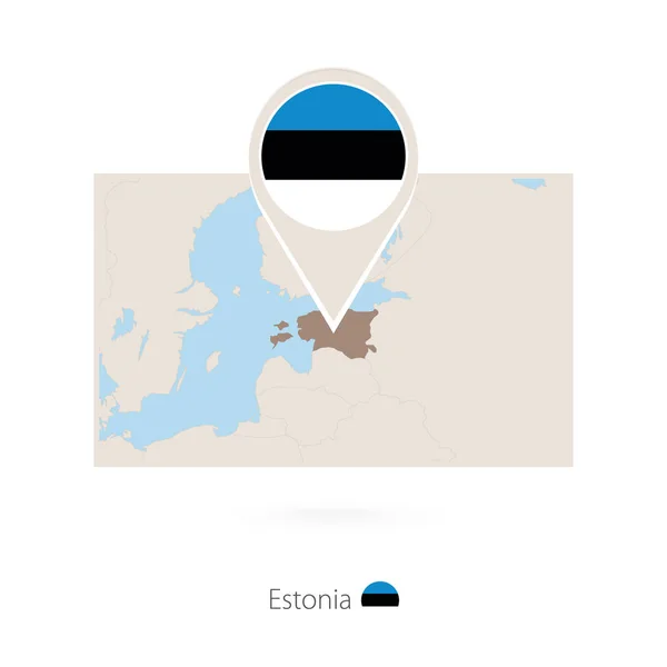 Obdélníkový Mapa Estonska Pin Ikonu Estonska — Stockový vektor