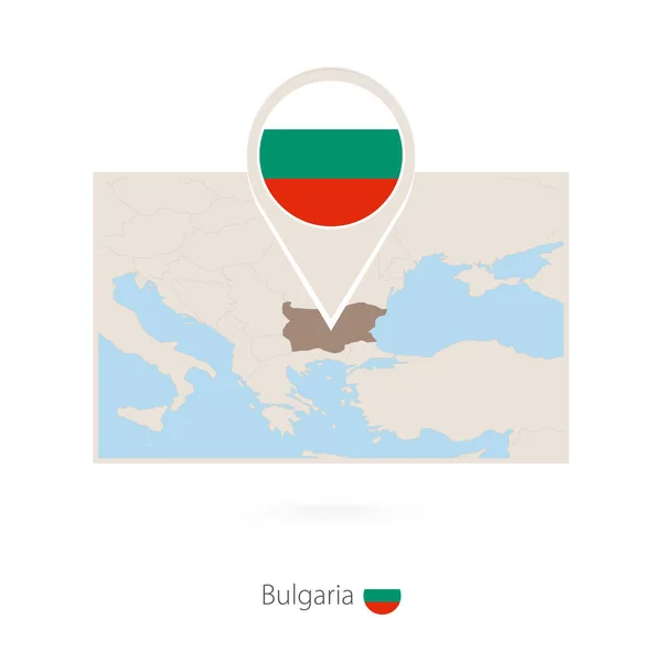 Carte Rectangulaire Bulgarie Avec Icône Broche Bulgarie — Image vectorielle