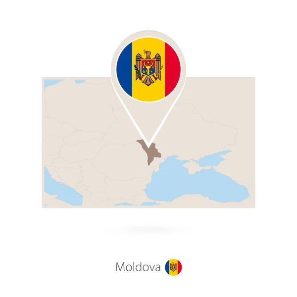 Mapa Retangular Moldávia Com Ícone Pino Moldávia — Vetor de Stock