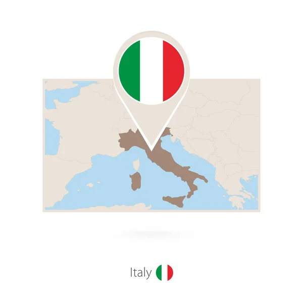 Rechthoekige Kaart Van Italië Met Pin Pictogram Van Italië — Stockvector