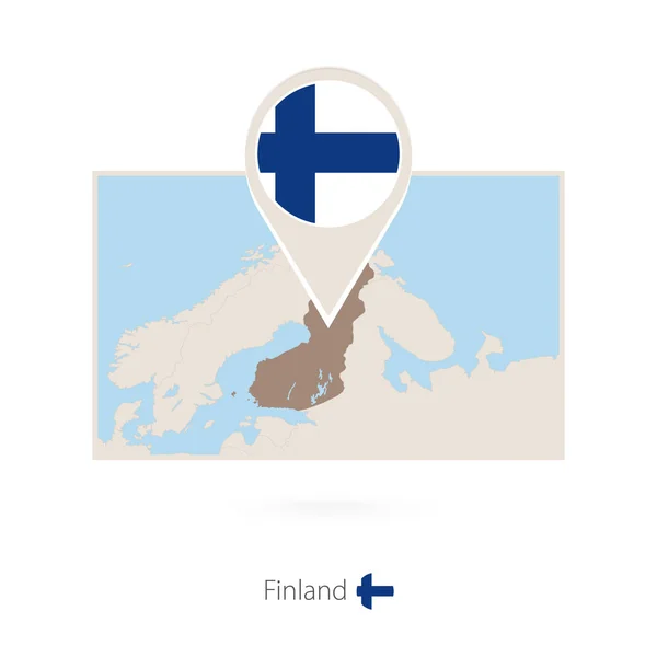 Carte Rectangulaire Finlande Avec Icône Broche Finlande — Image vectorielle