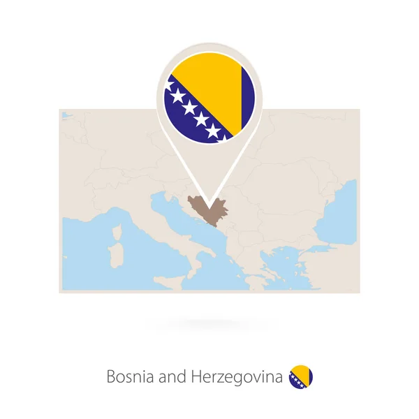 Mapa Retangular Bósnia Herzegovina Com Ícone Pino Bósnia — Vetor de Stock
