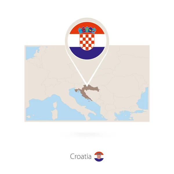 Obdélníkový Mapa Chorvatska Pin Ikonu Chorvatska — Stockový vektor