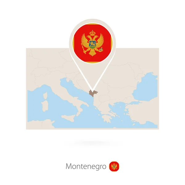Mapa Retangular Montenegro Com Ícone Pino Montenegro — Vetor de Stock